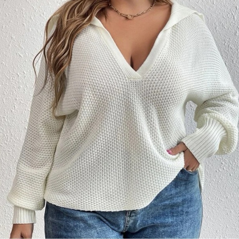 Casual V-Neck Long Sleeve Knit Sweater